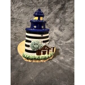 Vintage Alco Ceramic Lighthouse Paper Towel Holder Nautical Theme